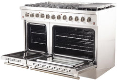 FORNO Appliance Package - 48" Dual Fuel Range, 48" Range Hood, 48" Refrigerator, AP-FFSGS6156-48-10
