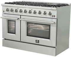 FORNO Appliance Package - 48" Gas Range, Range Hood, 36" Refrigerator, AP-FFSGS6244-48-16