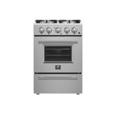 Forno Breno 24 in. Freestanding Gas Range, 2.3 cu. ft., 4 Sealed Burners, Storage Drawer, Stainless Steel (Model FFSGS6272-24)