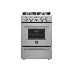 Forno Breno 24 in. Freestanding Gas Range, 2.3 cu. ft., 4 Sealed Burners, Storage Drawer, Stainless Steel (Model FFSGS6272-24)