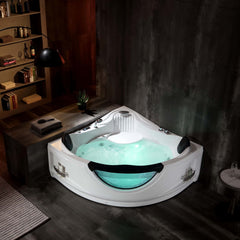 Empava 59-Inch Whirlpool LED Corner Bathtub (EMPV-59JT319LED)