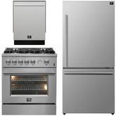 FORNO Appliance Package - 30" Gas Range with Griddle, 31" Refrigerator and Tall Tub Dishwasher, FBDL-012-01CAUS