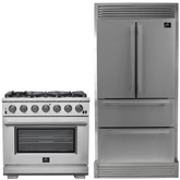 FORNO Appliance Package - 36" Gas Range and 36" Refrigerator with Ice Maker and Grill Trim, FBDL-019-03CAUS