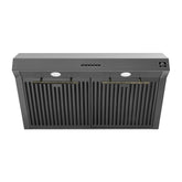 Forno Bari 30-Inch Under-Cabinet Range Hood, 400 CFM, Black with Antique Brass Handles (FRHUC5255-30BLK)