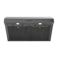 Forno Bari 30-Inch Under-Cabinet Range Hood, 400 CFM, Black with Antique Brass Handles (FRHUC5255-30BLK)