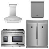 FORNO Appliance Package - 48" Gas Range, Range Hood, 60" Refrigerator, Dishwasher, AP-FFSGS6239-48-7