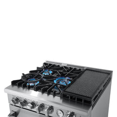 FORNO Appliance Package - 30" Gas Range with Airfryer, Range Hood, 36" Refrigerator, Dishwasher, Microwave Drawer, Wine Cooler, AP-FFSGS6276-30-13
