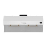 Forno Bari 30-Inch Under-Cabinet Range Hood, 400 CFM, White with Antique Brass Handles (Model FRHUC5255-30WHT)