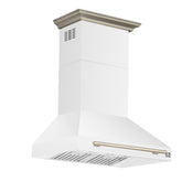 Forno Aria 36-Inch Wall-Mount Range Hood, 1200 CFM, White with Antique Brass Accents (Model FRHWM5095-36WHT)