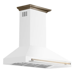 Forno Aria 48-Inch Wall-Mount Range Hood, 1200 CFM, White with Antique Brass Accents (Model FRHWM5095-48WHT)