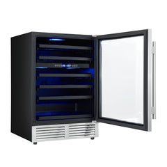 FORNO Bacchino 24-Inch Dual Zone Wine Cooler, 51-Bottle Capacity, Triple-Glass Door, Stainless Steel (FWCDR6634-24S)