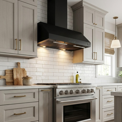 Forno Bari 30-Inch Under-Cabinet Range Hood, 400 CFM, Black with Stainless Steel Handles (FRHUC5255-30BLK)