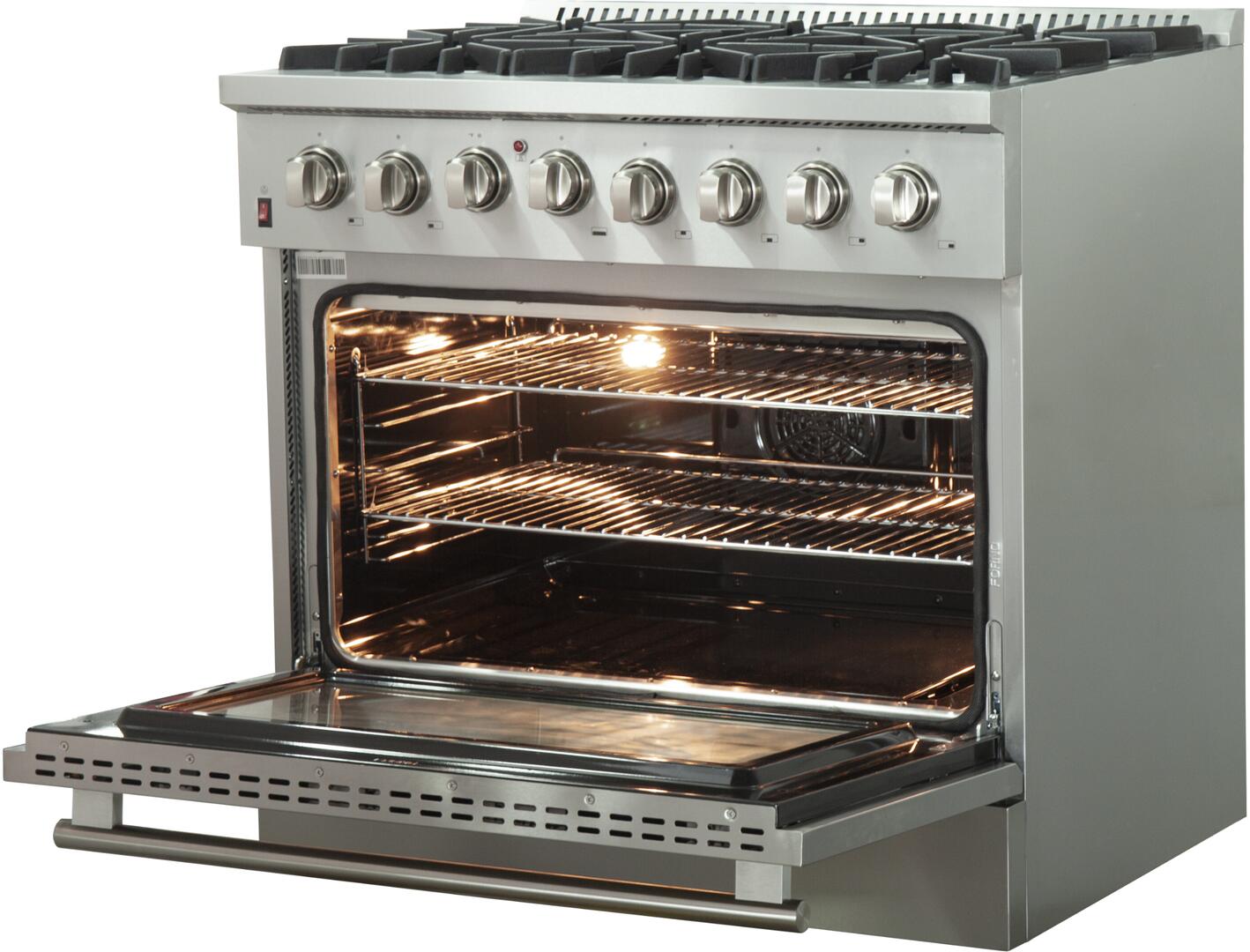 FORNO Appliance Package- 36 Inch Dual Fuel Range, Wall Mount Range Hood, AP-FFSGS6156-36-W