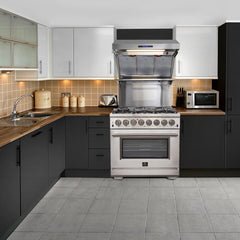 FORNO Appliance Package- 36 Inch Dual Fuel Range, Wall Mount Range Hood, AP-FFSGS6156-36