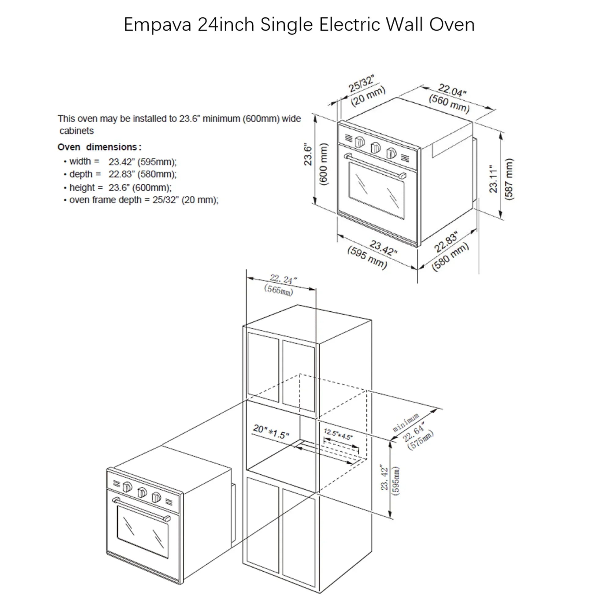 Empava 24-Inch Electric Wall Oven (EMPV-24WOB14)