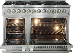 FORNO Appliance Package - 48" Gas Burner, Electric Oven Range, Range Hood, 60" Refrigerator, AP-FFSGS6156-48-15
