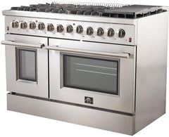FORNO Appliance Package - 48" Gas Burner, Electric Oven Range, Range Hood, 60" Refrigerator, AP-FFSGS6156-48-15