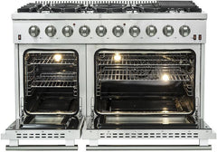 FORNO Appliance Package - 48 Inch Gas Range, Wall Mount Range Hood, Dishwasher, AP-FFSGS6244-48-2
