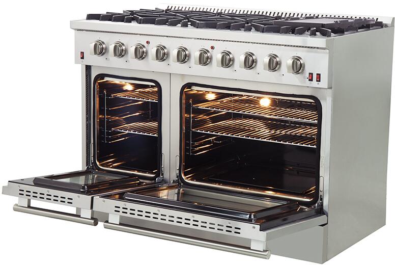 FORNO Appliance Package - 48 Inch Gas Range, Wall Mount Range Hood, 60 Inch Refrigerator, FBDL-018-02US