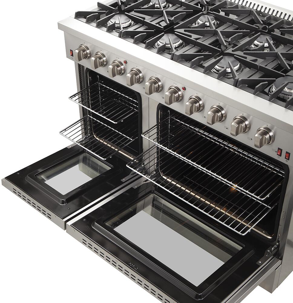 FORNO Appliance Package - 48 Inch Gas Range, Wall Mount Range Hood, Dishwasher, AP-FFSGS6244-48-2