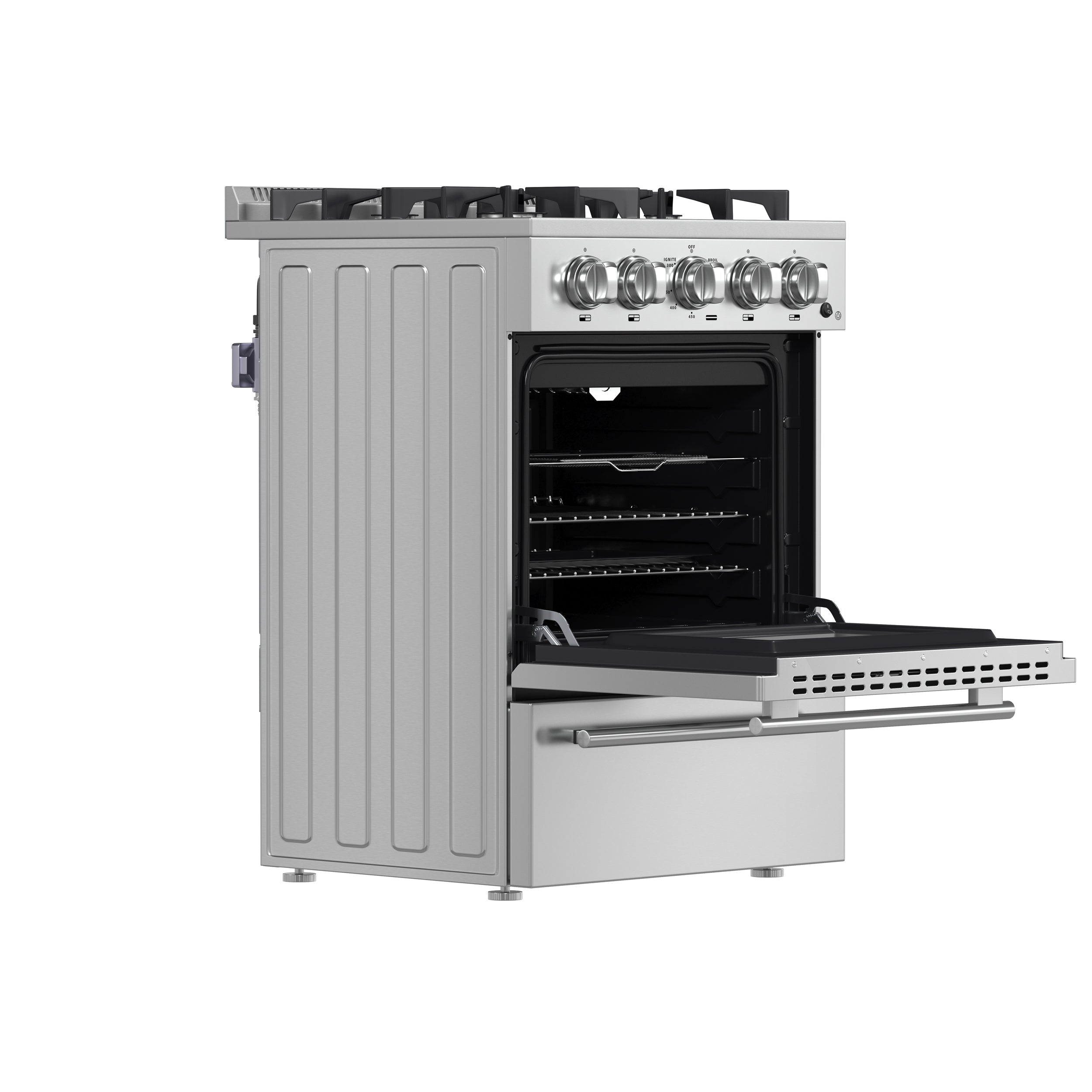 Forno Breno 24 in. Freestanding Gas Range, 2.3 cu. ft., 4 Sealed Burners, Storage Drawer, Stainless Steel (Model FFSGS6272-24)