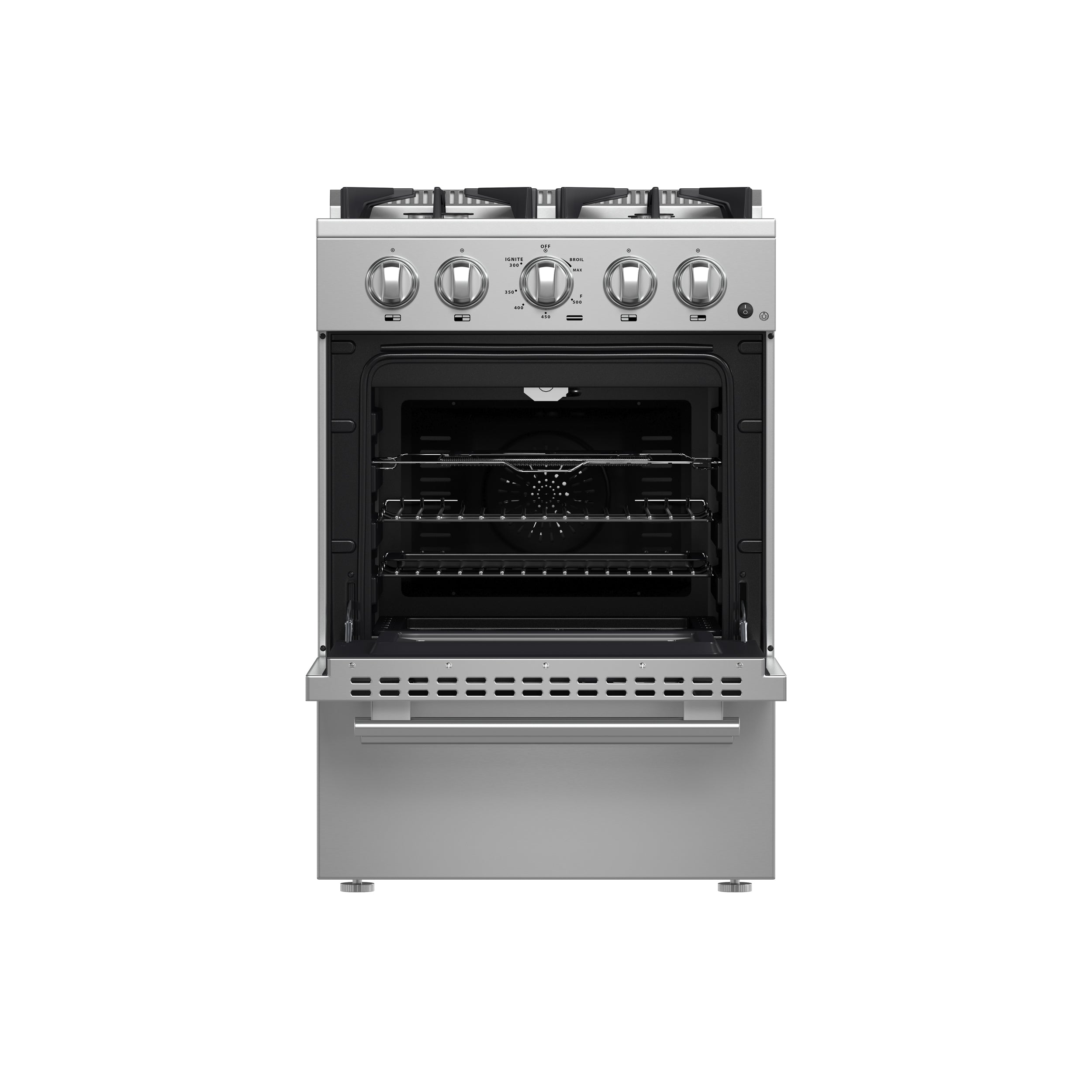 Forno Breno 24 in. Freestanding Gas Range, 2.3 cu. ft., 4 Sealed Burners, Storage Drawer, Stainless Steel (Model FFSGS6272-24)