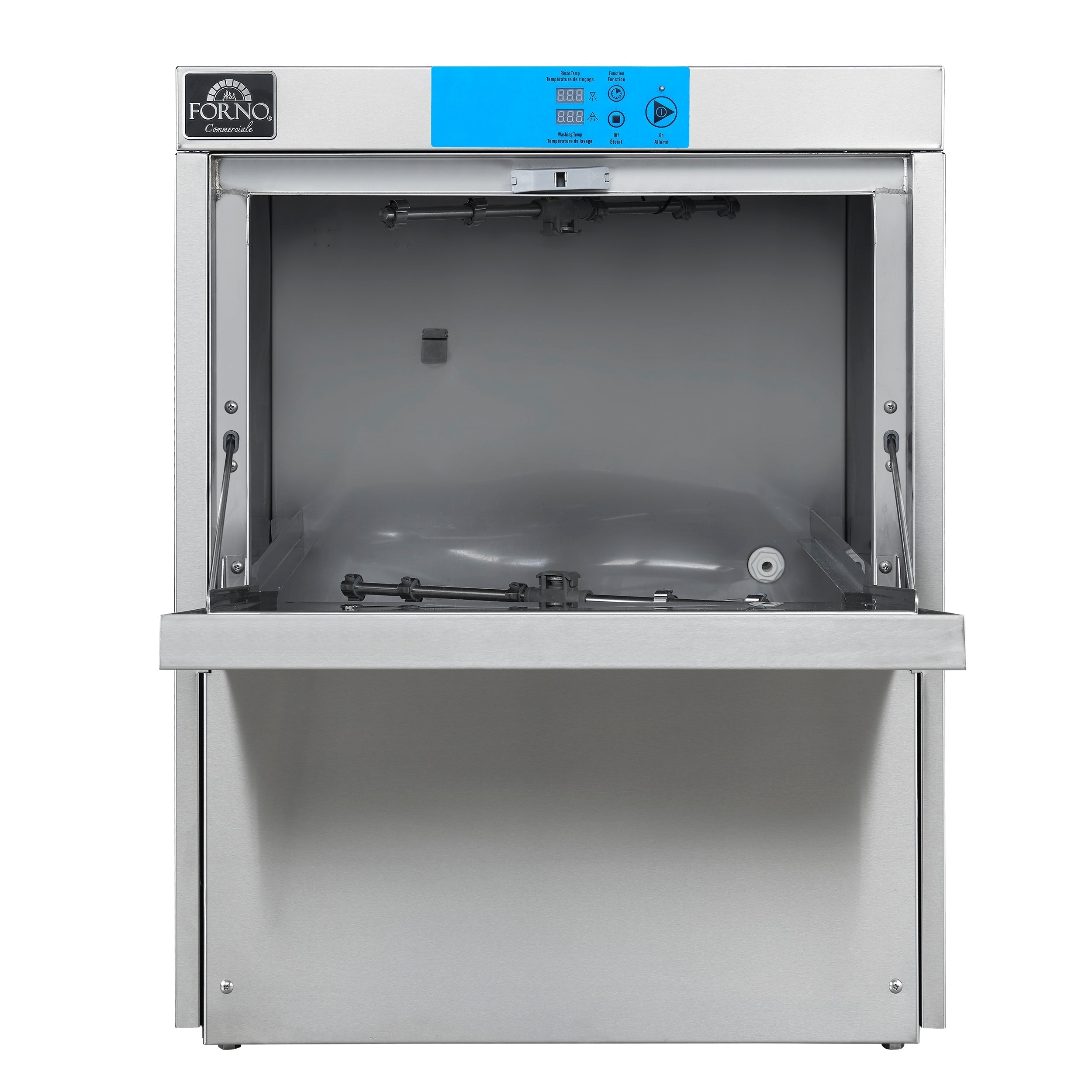 FORNO 25-Inch Commercial Undercounter Dishwasher, 23L Tank, 3 Wash Cycles, High-Temperature Sanitizing, Stainless Steel (FCMDW0024)