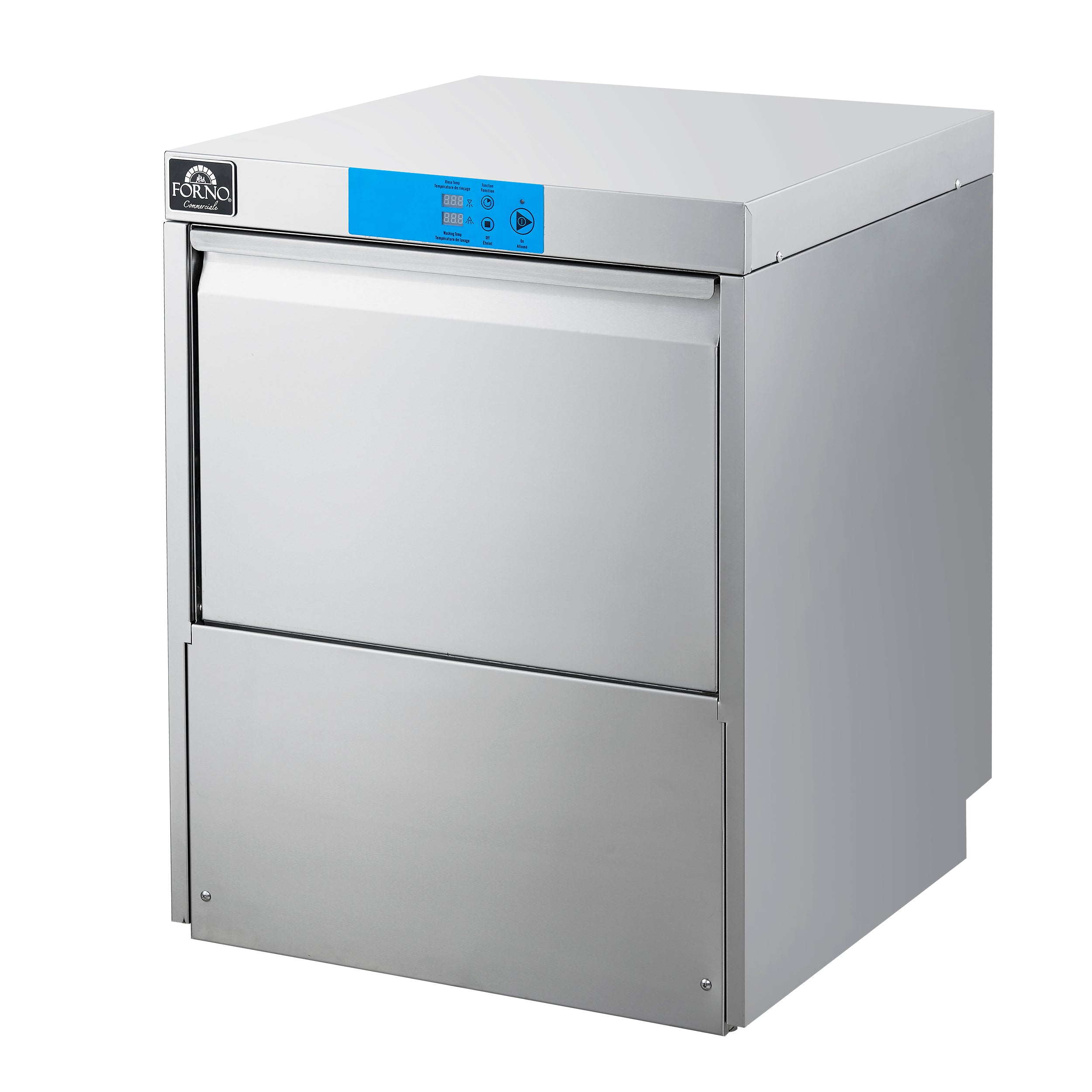 FORNO 25-Inch Commercial Undercounter Dishwasher, 23L Tank, 3 Wash Cycles, High-Temperature Sanitizing, Stainless Steel (FCMDW0024)