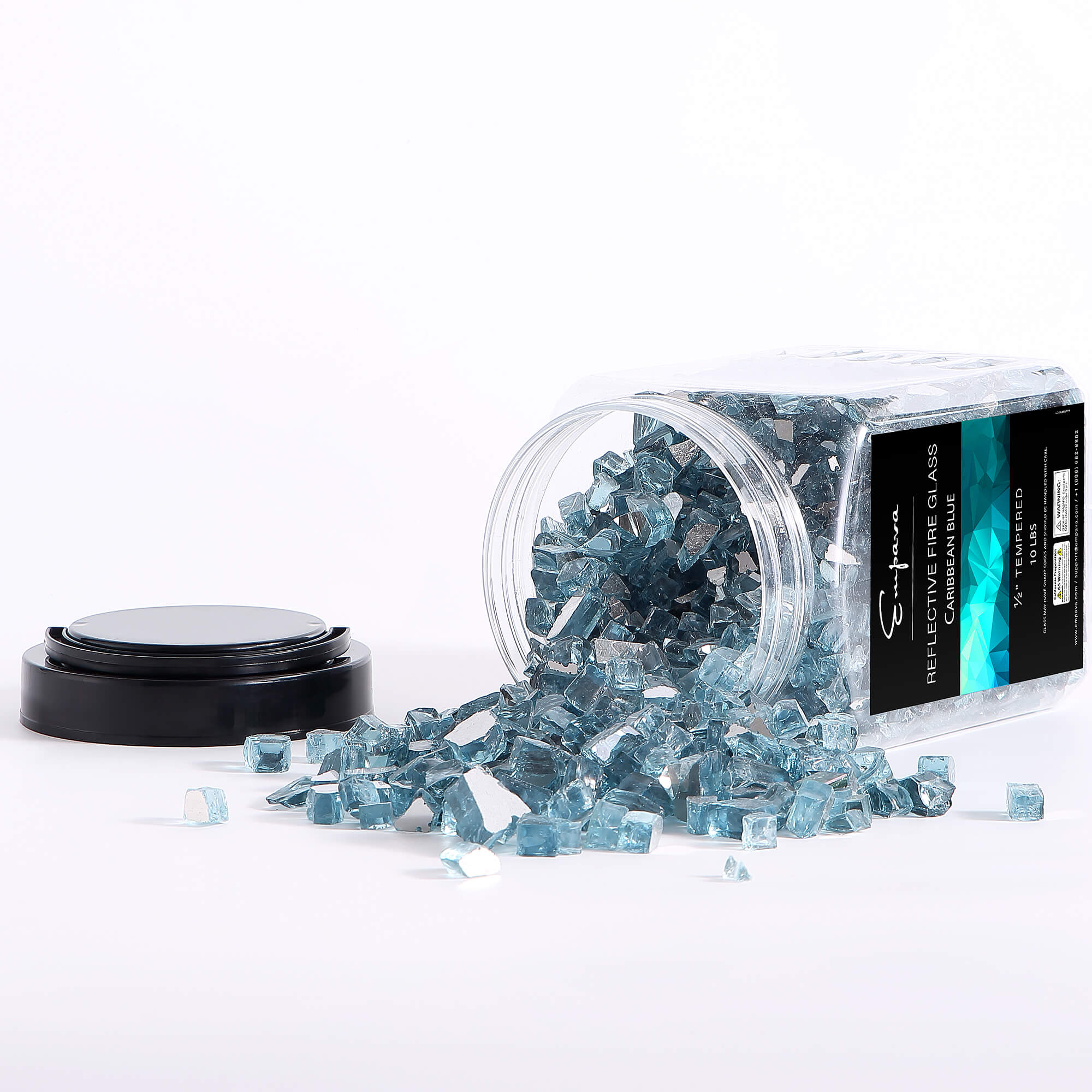 Empava Tempered Fire Glass in Carribean Blue (EMPV-2FG71)