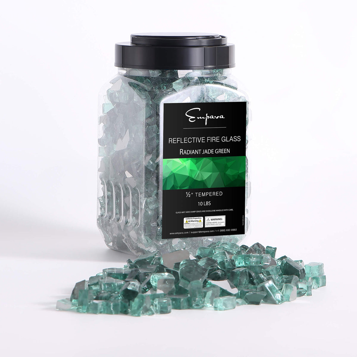 Empava Tempered Fire Glass in Jade Green (EMPV-2FG74)