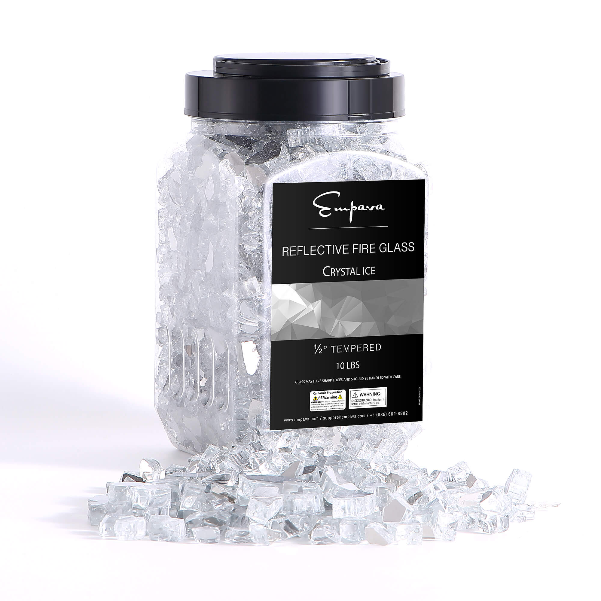 Empava Tempered Fire Glass in Crystal Ice (EMPV-2FG75)
