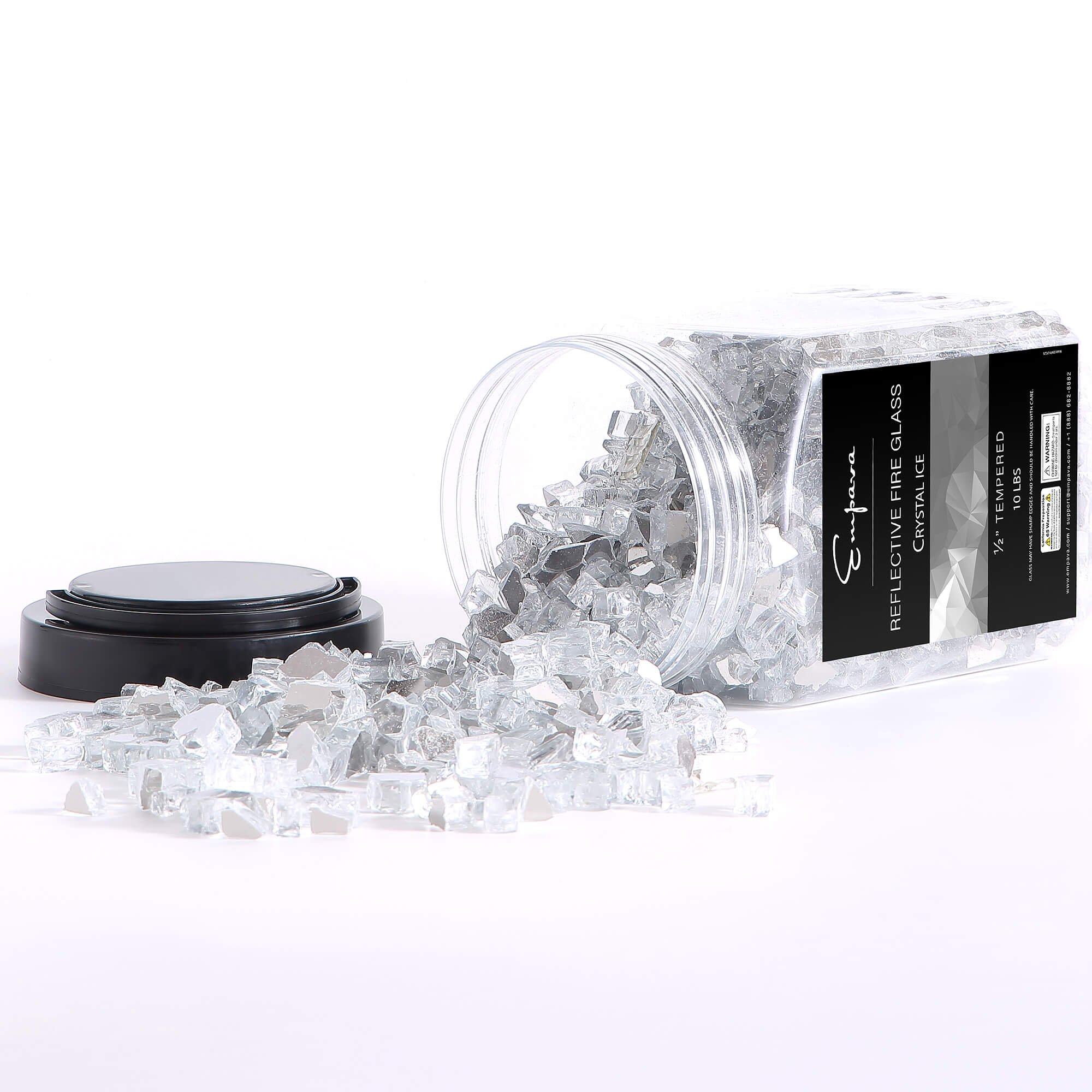 Empava Tempered Fire Glass in Crystal Ice (EMPV-2FG75)