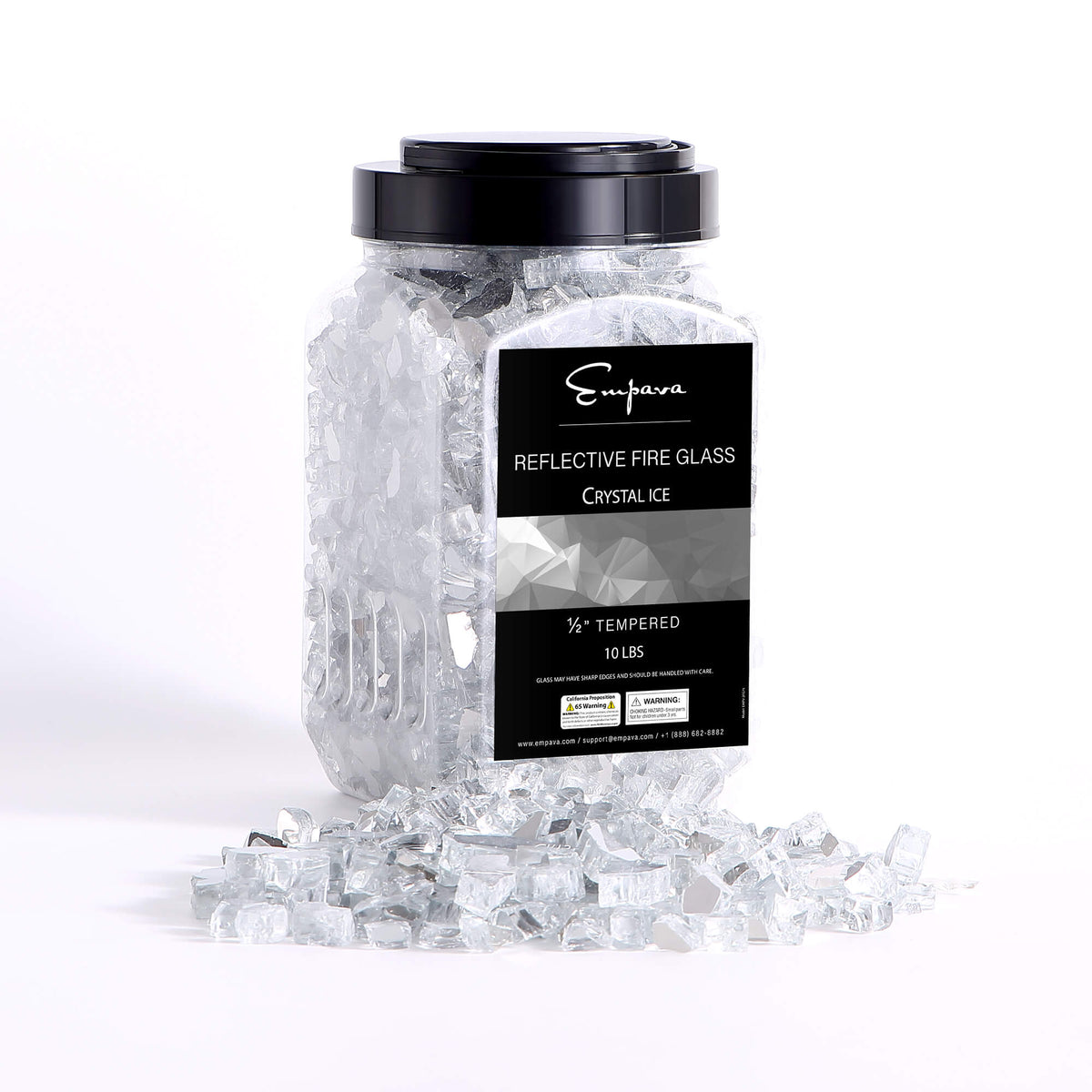 Empava Tempered Fire Glass in Crystal Ice (EMPV-2FG75)