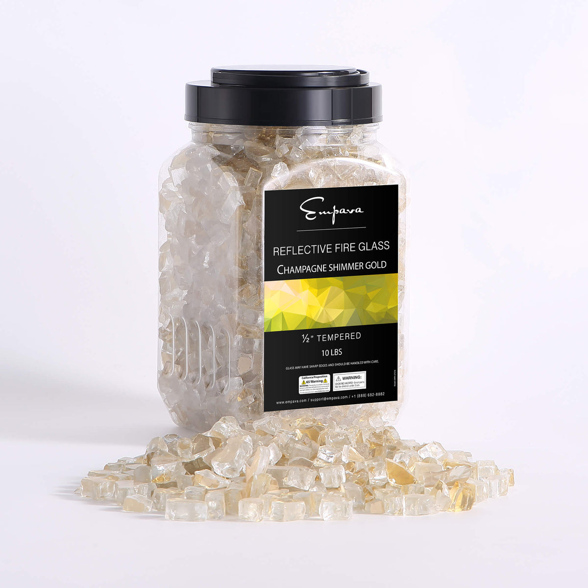 Empava Tempered Fire Glass in Shimmer Gold (EMPV-2FG76)