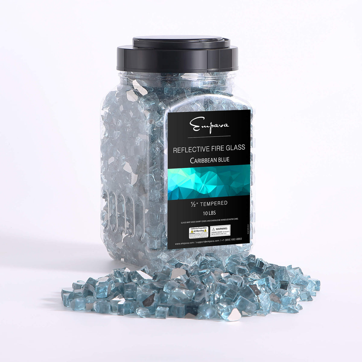 Empava Tempered Fire Glass in Carribean Blue (EMPV-2FG71)