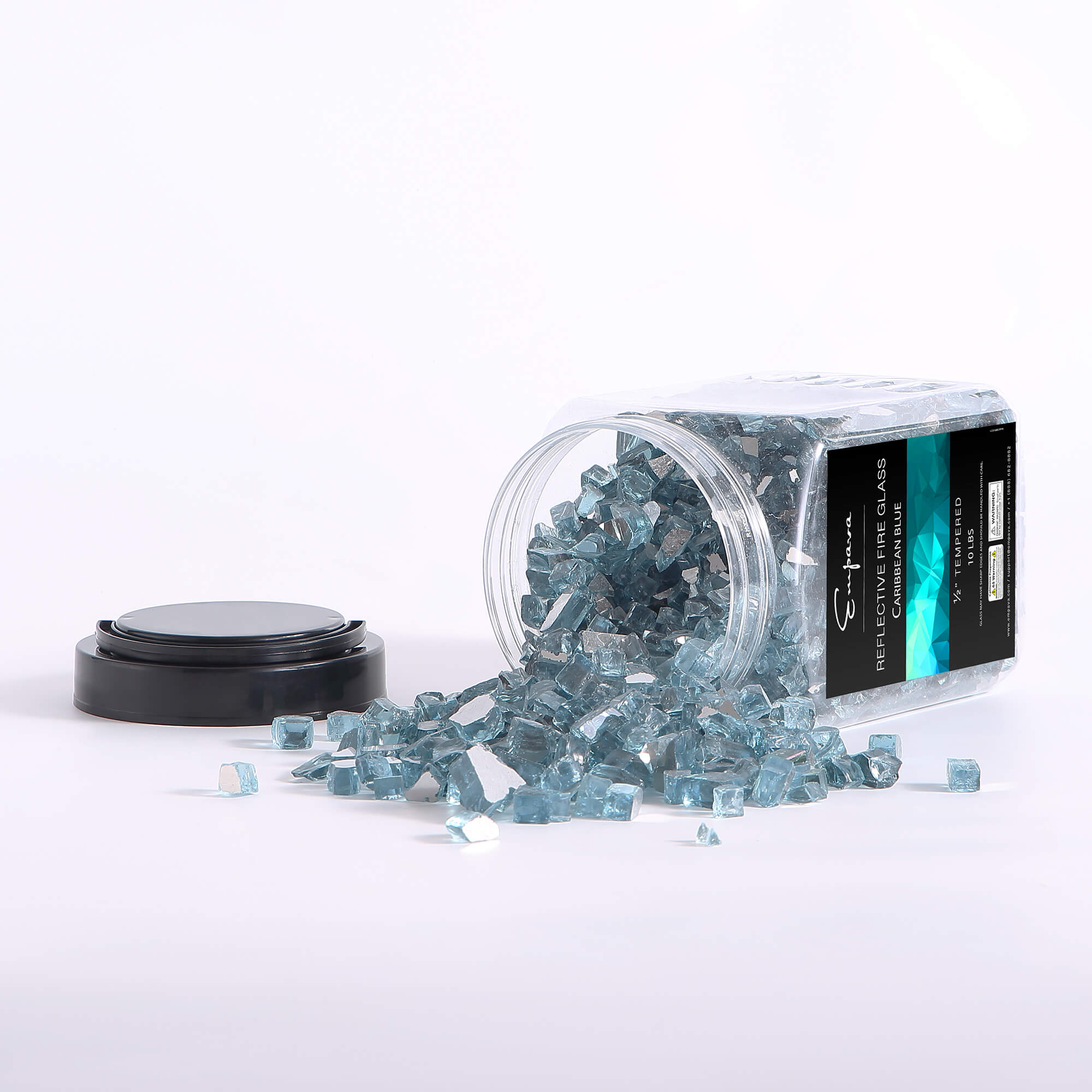 Empava Tempered Fire Glass in Carribean Blue (EMPV-2FG71)