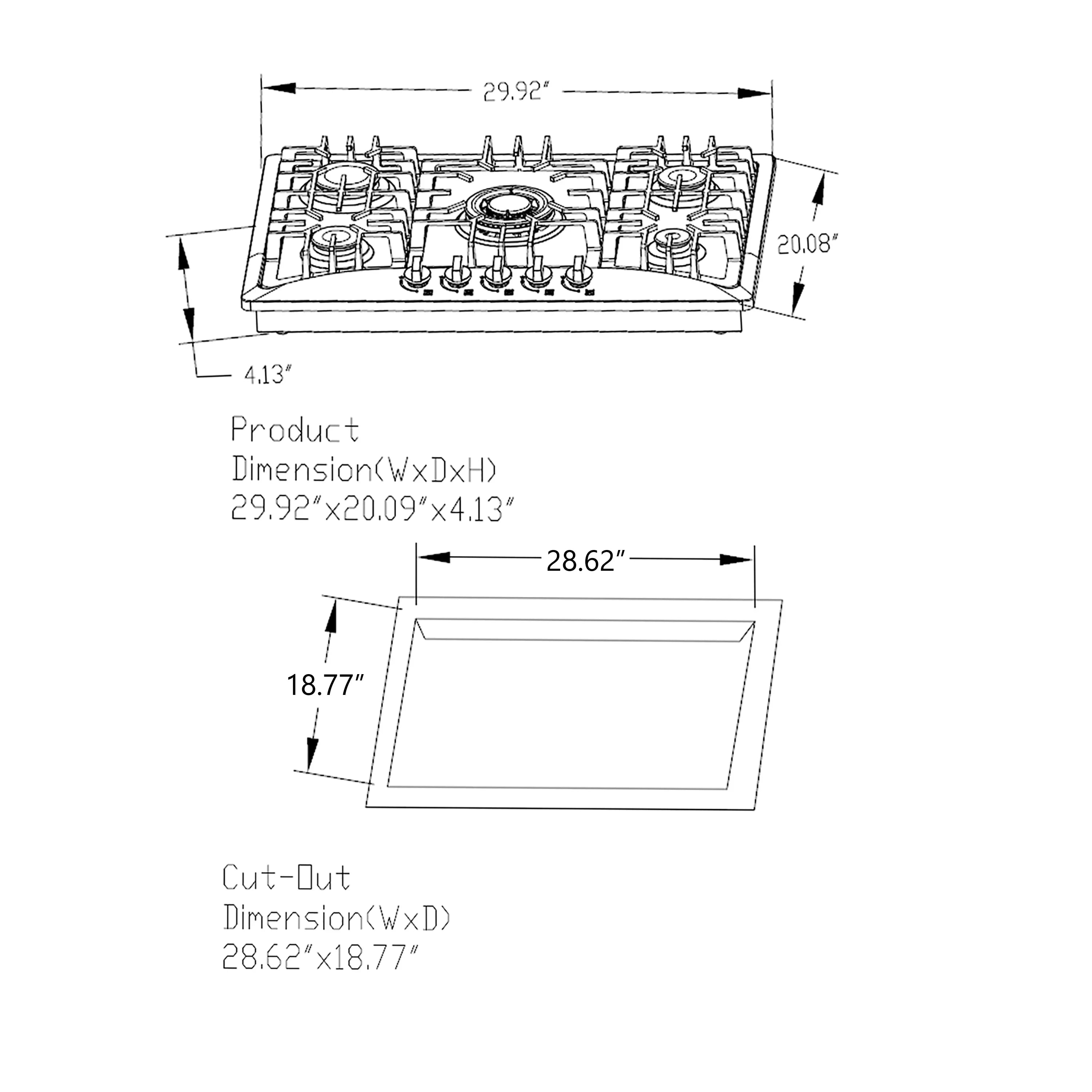 Empava 30-Inch Built-In Natural Gas Cooktops (EMPV-30GC5B70C)