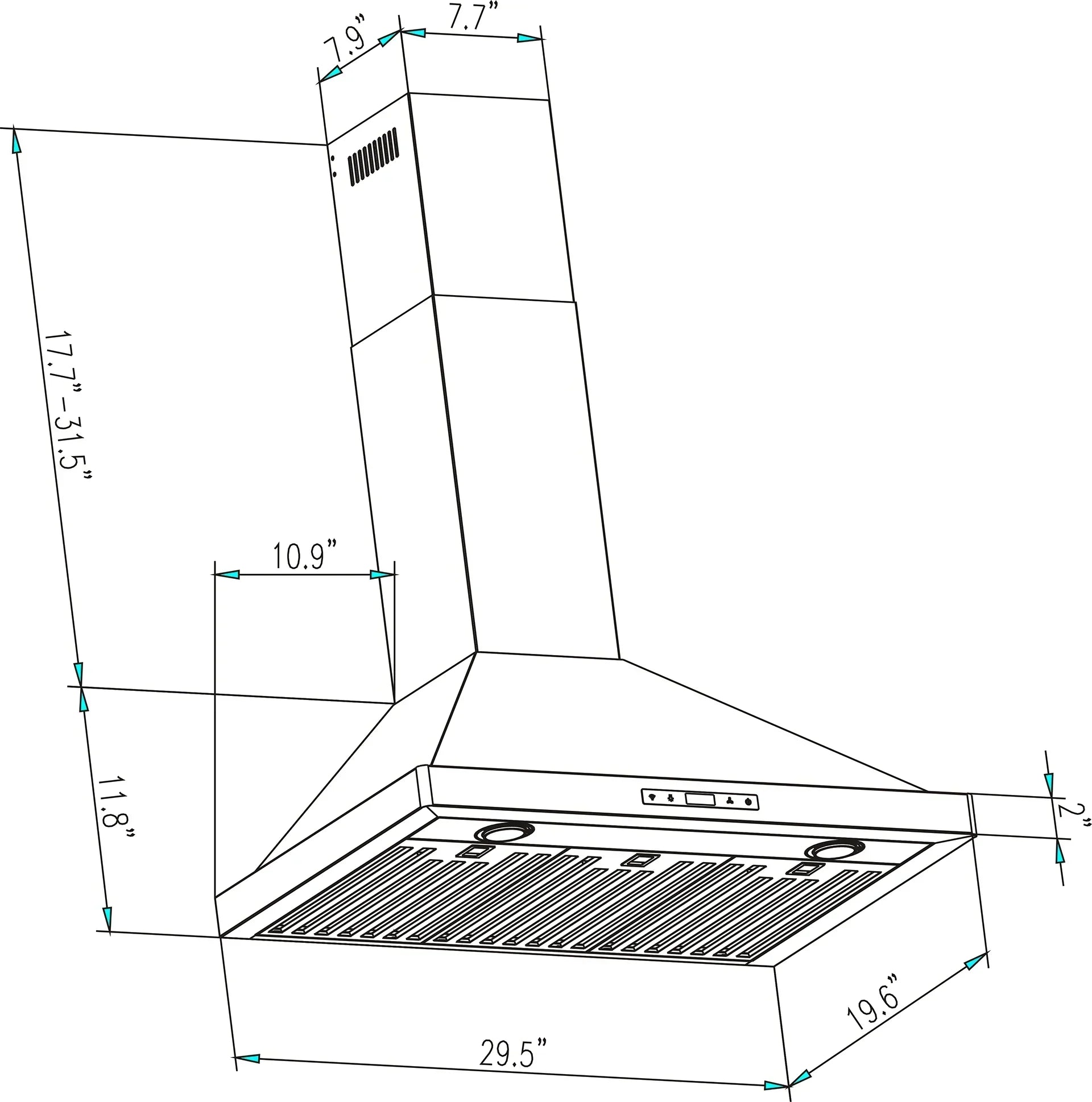 Empava 30-Inch 380 CFM Wall Mount Range Hood in Stainless Steel (EMPV-30RH03)