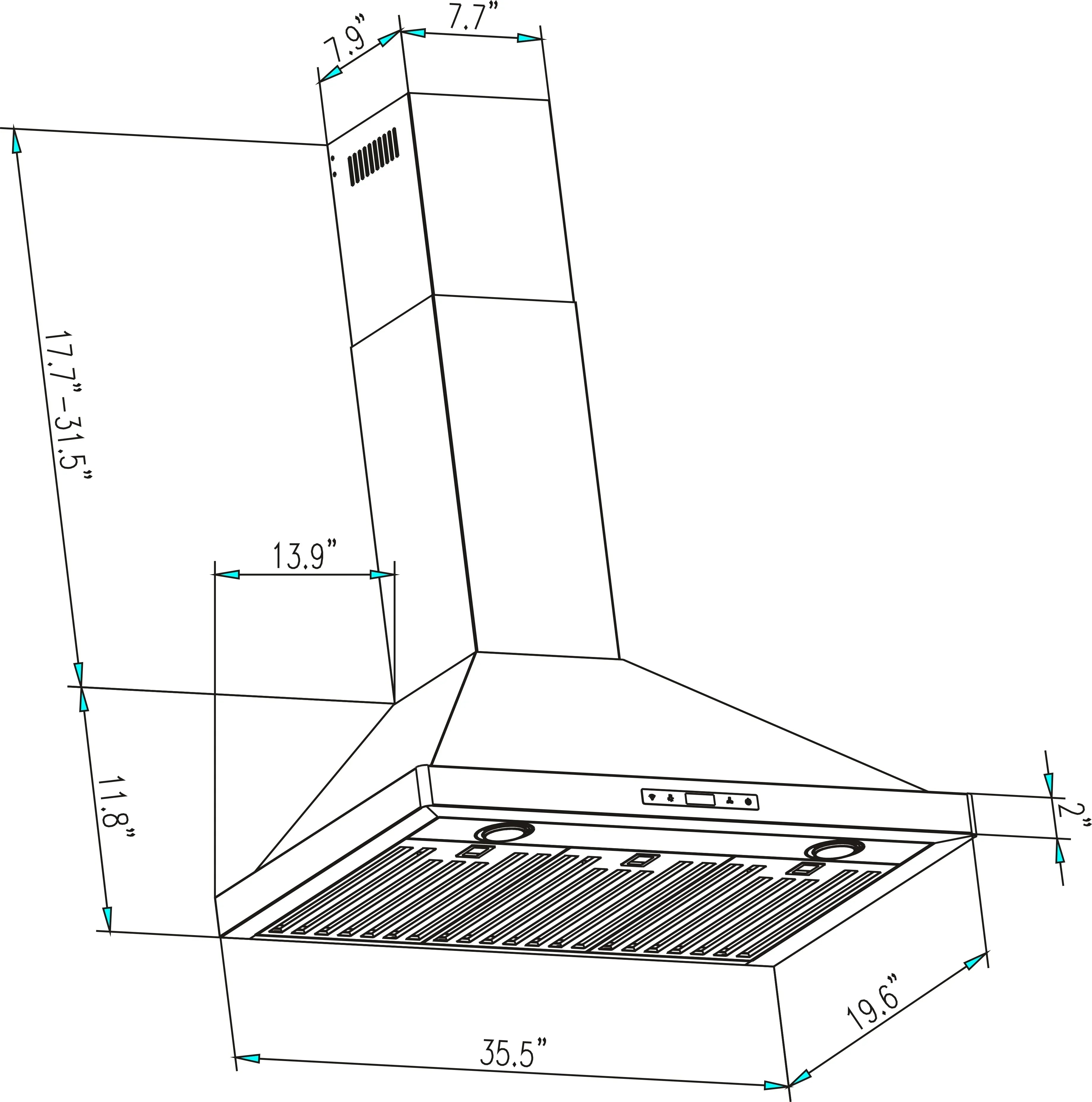 Empava 36-Inch 380 CFM Ducted Wall Mount Range Hood (EMPV-36RH04)
