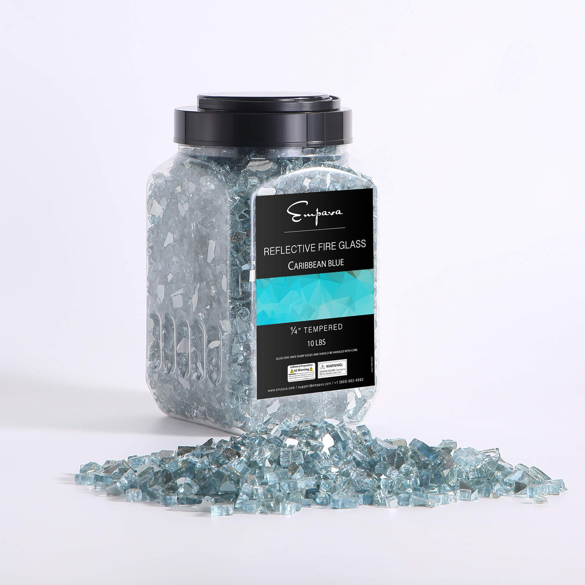 Empava Tempered Fire Glass in Carribean Blue (EMPV-4FG78)
