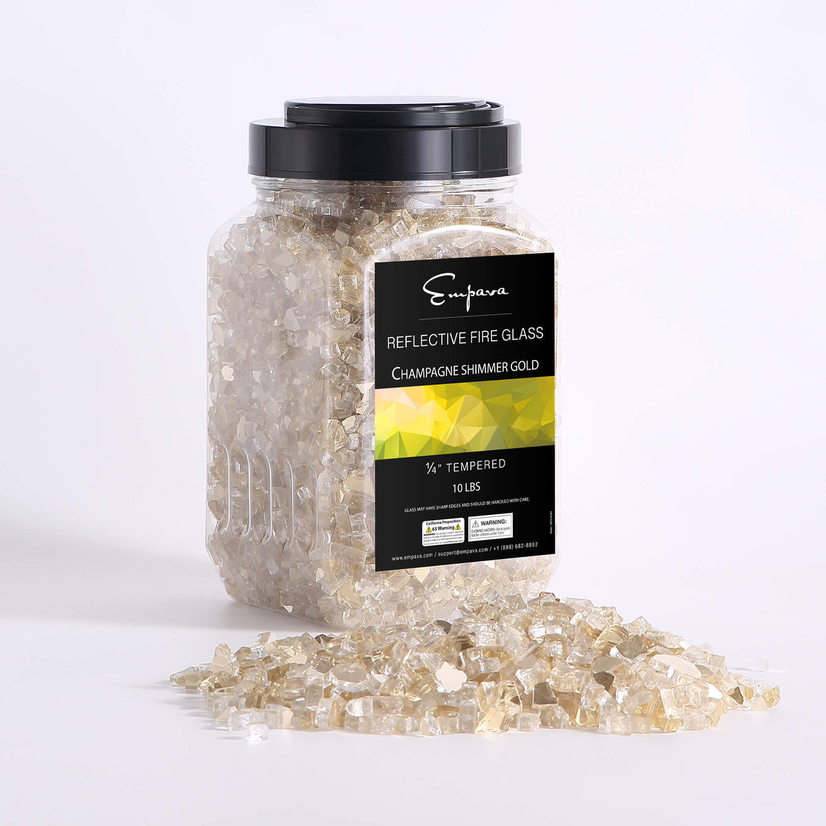 Empava Tempered Fire Glass in Champagne Shimmer Gold (EMPV-4FG83)