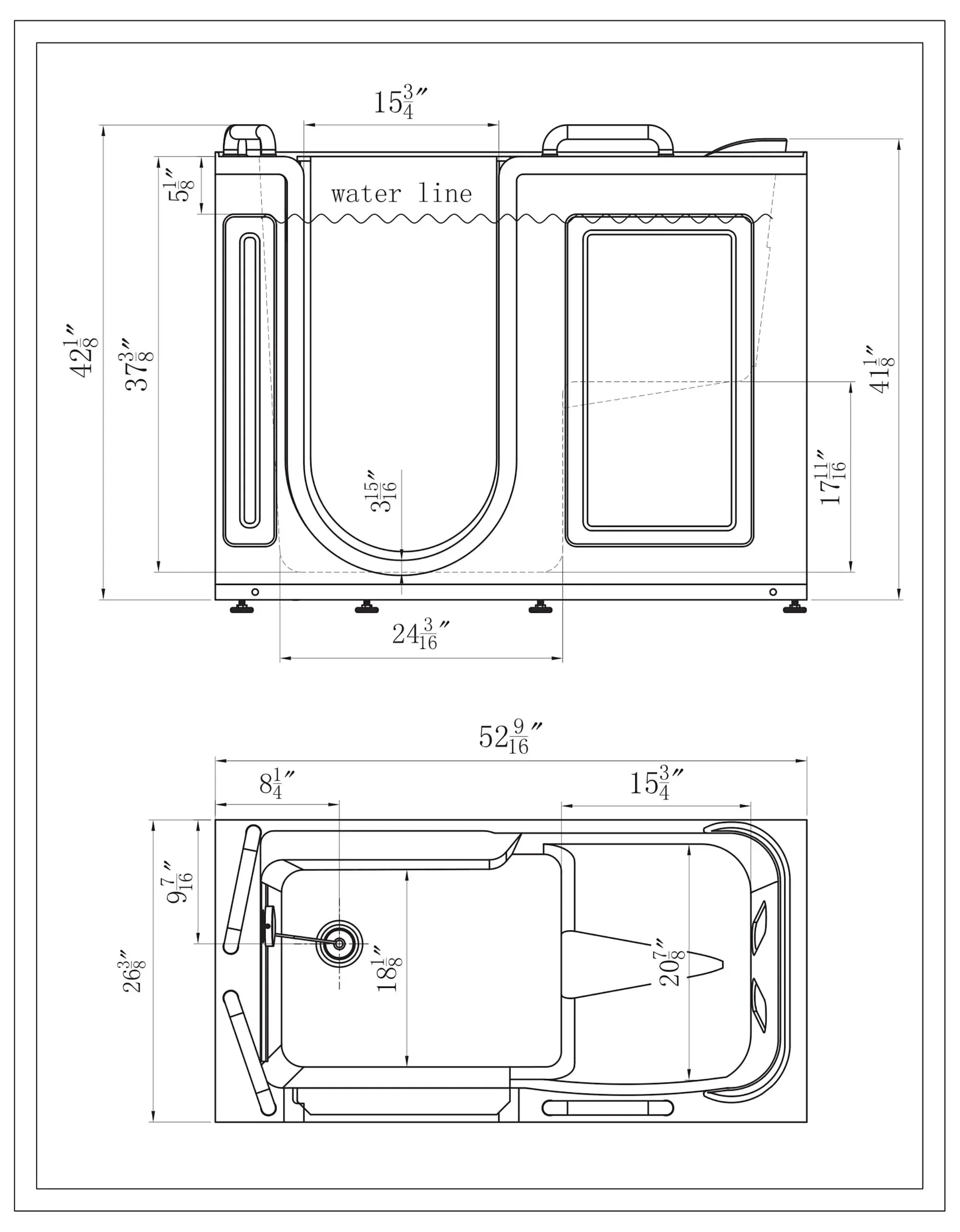 Empava 53-Inch Walk-in Soaking Bathtub (EMPV-53WIT373)