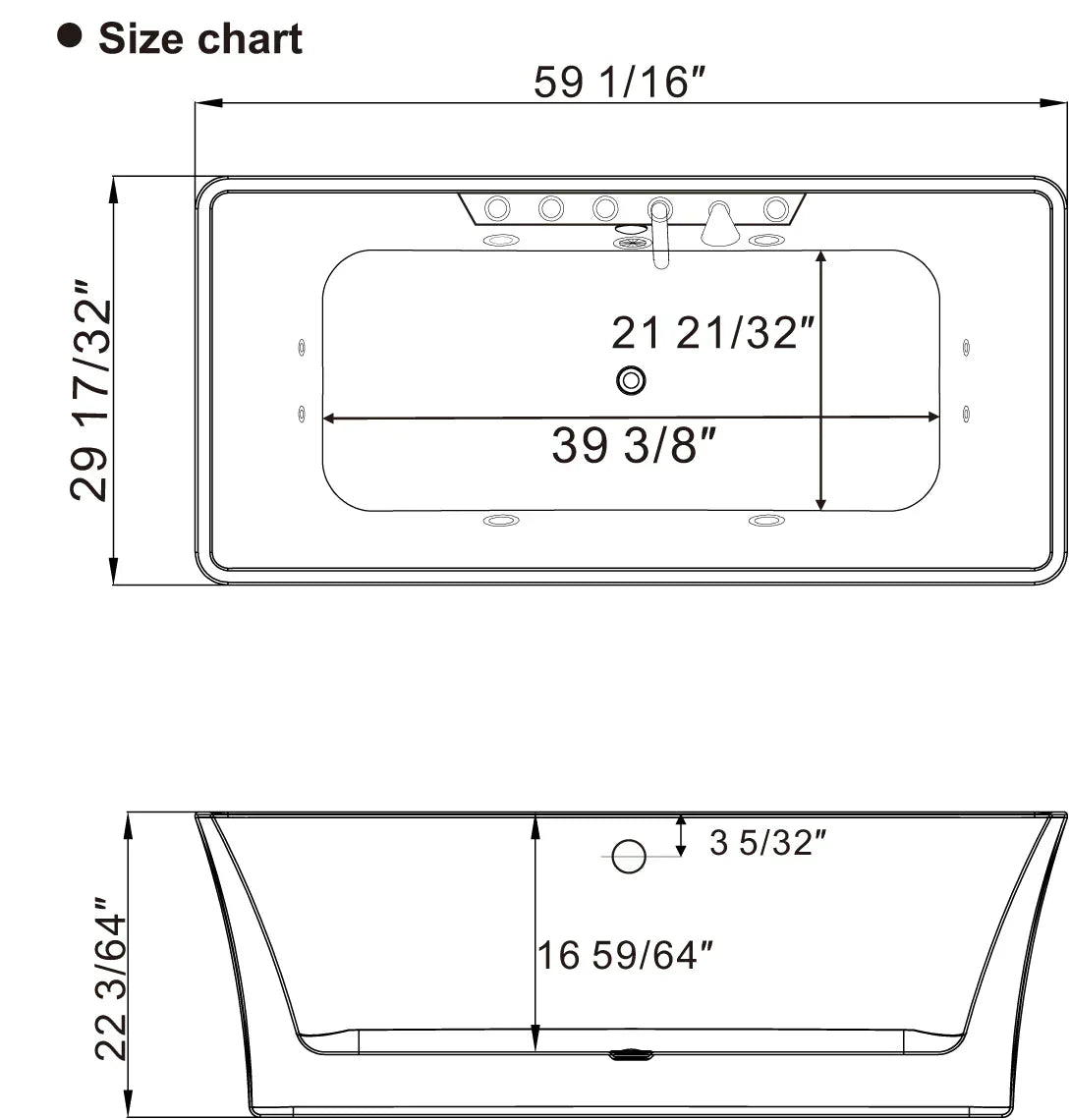 Empava 59-Inch Whirlpool Freestanding Acrylic Bathtub (EMPV-59AIS15)