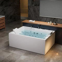 Empava 71-Inch Alcove Inline Heater Combo Massage Whirlpool 2-Person Tub with Waterfall (EMPV-71PRO02)