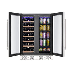 Empava 24-Inch Dual Zone Freestanding Built-In Wine Cooler and Beverage Fridge in Stainless Steel with Glass door (EMPV-BR03D)