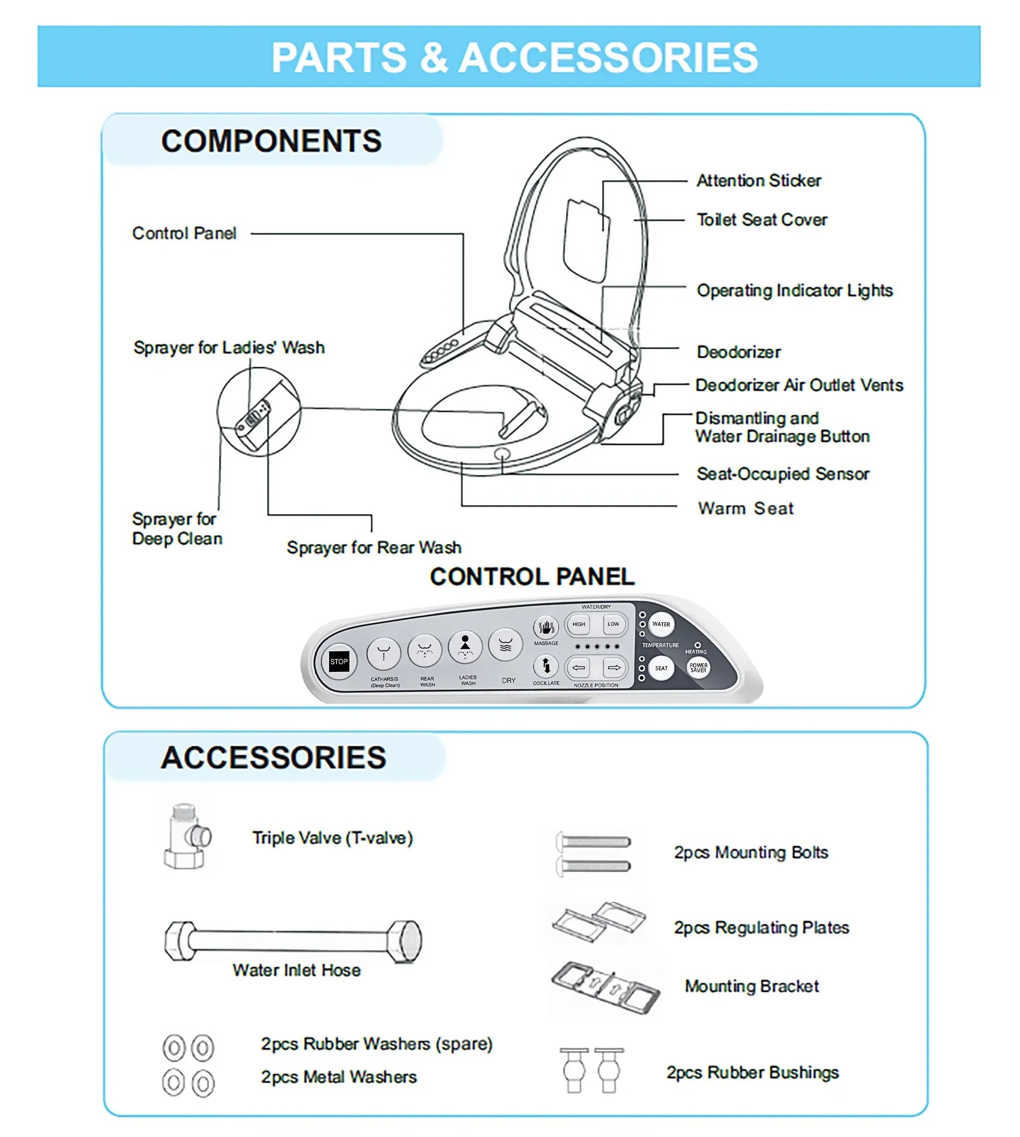 Empava Electric Bidet Seats for Elongated Toilets (EMPV-EB990)