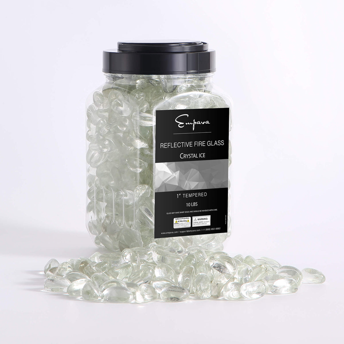 Empava Tempered Fire Glass Cashews in Crystal Ice (EMPV-FG84)