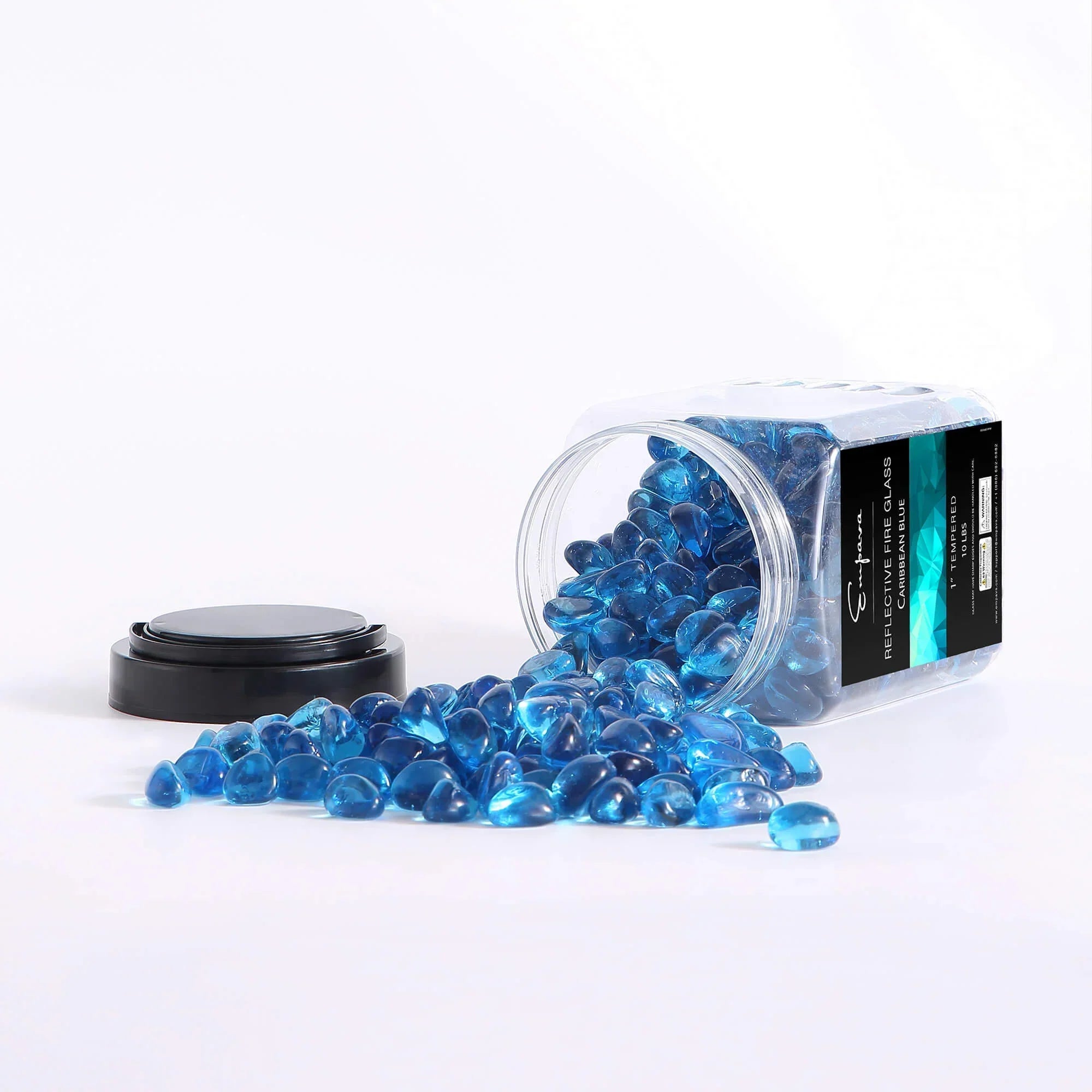 Empava Tempered Fire Glass Cashews in Carribean Blue (EMPV-FG85)