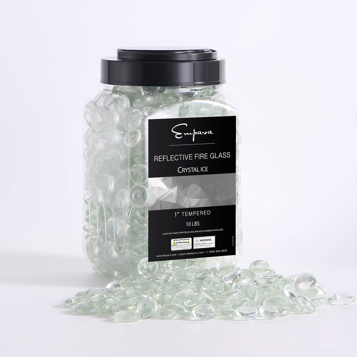 Empava Tempered Fire Glass Beads in Crystal Ice (EMPV-FG88)