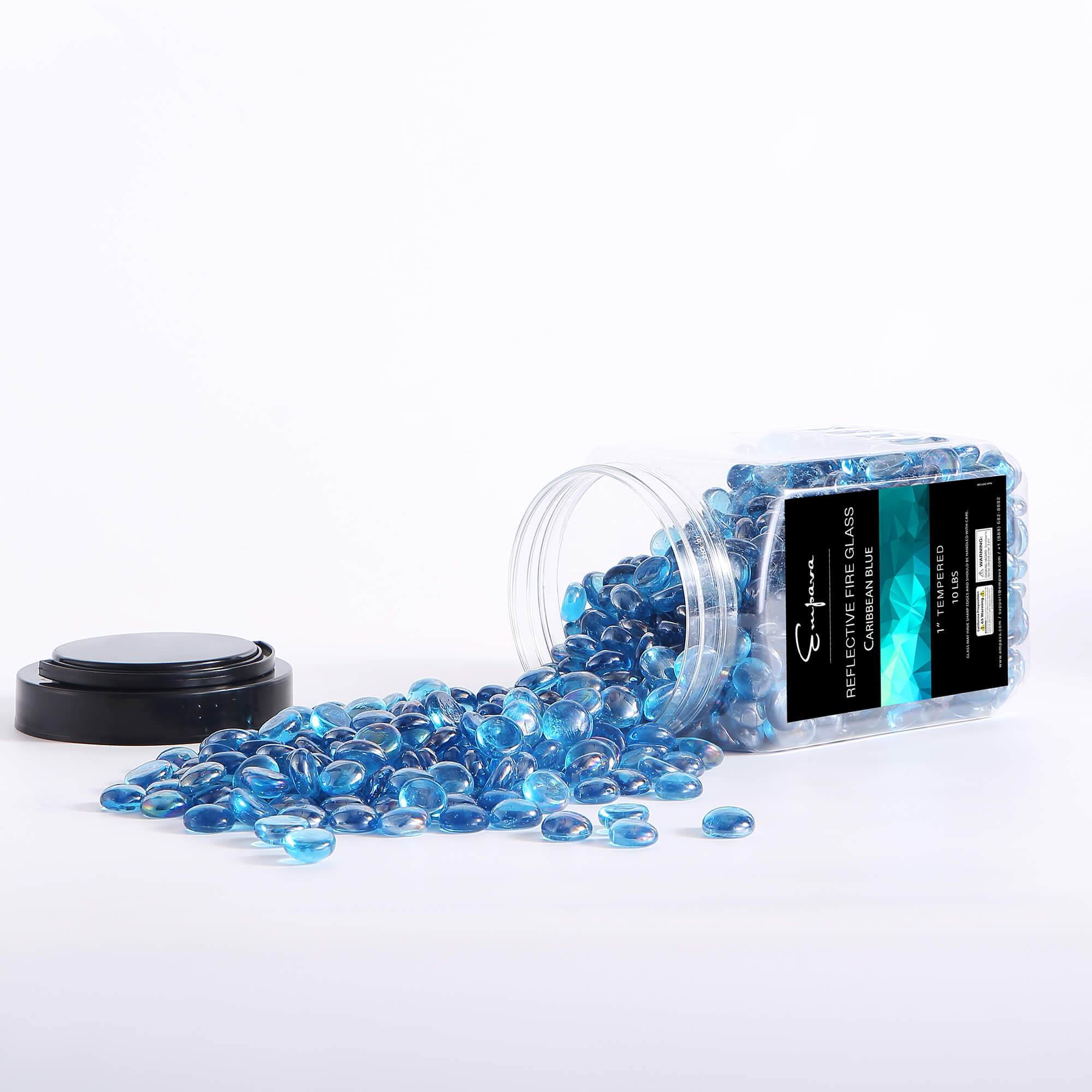 Empava Tempered Fire Glass Beads in Carribean Blue (EMPV-FG89)